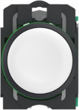 Push button, Harmony XB5, grey plastic, flush, white, 22mm, spring return, unmarked, 1 NO, compact push in terminals