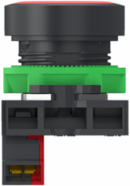 Push button, Harmony XB5, grey plastic, flush, red, 22mm, spring return, unmarked, 1 NC, compact push in terminals