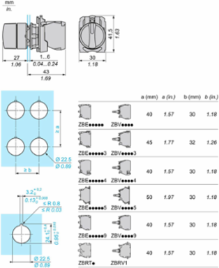 Harmony XB5 22mm Selector Switch, 2 Positions, Stay Put, 1NO