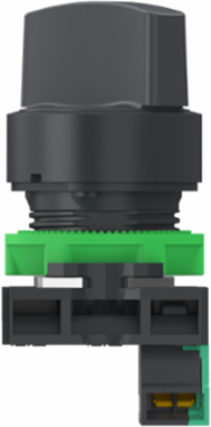 Selector switch, Harmony XB5, grey plastic, black, 22mm, 2 positions, stay put, 1 NO, compact push in terminals