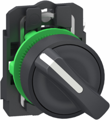 Selector switch, Harmony XB5, grey plastic, black, 22mm, 2 positions, stay put, 1 NO, compact push in terminals