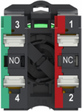 Selector switch, Harmony XB5, grey plastic, black, 22mm, 2 positions, stay put, 1 NO + 1 NC, compact push in terminals