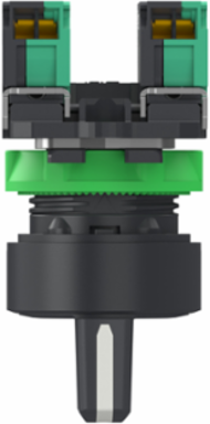 Selector switch, Harmony XB5, grey plastic, black, 22mm, 3 positions, stay put, 2 NO, compact push in terminals