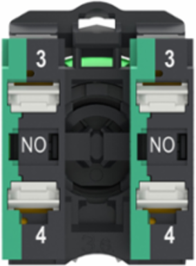 Selector switch, Harmony XB5, plastic, black, 22mm, 3 positions, spring return to center, 2NO, compact push in terminals