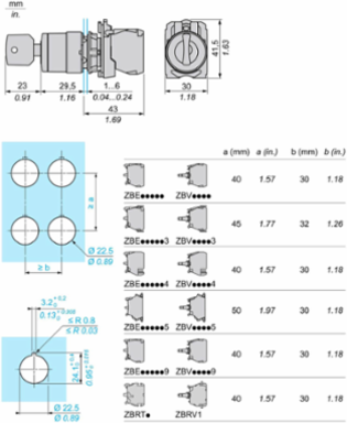 Harmony XB5 Key Switch Selector 22mm Plastic, 3 Positions, 2 NO