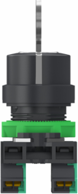 Key switch selector, Harmony XB5, plastic, black, 22mm, key 455, 3 positions, stay put, key release center, 2 NO, push in