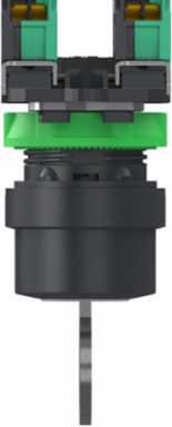 Key switch selector, Harmony XB5, plastic, black, 22mm, key 455, 3 positions, stay put, key release center, 2 NO, push in