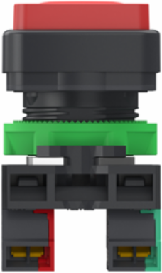 Double headed push button, Harmony XB5, plastic, 22mm, 1 green marked I + 1 red projecting marked O, 1NO+1NC, push in