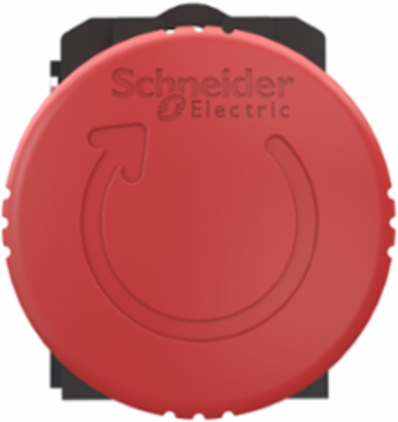 Emergency stop switching off, Harmony XB5, grey plastic, red mushroom 40mm, 22mm, trigger turn to release, 1NC, push in