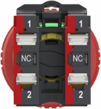 Emergency stop switching off, Harmony XB5, grey plastic, red mushroom 40mm, 22mm, trigger turn to release, 2NC, push in