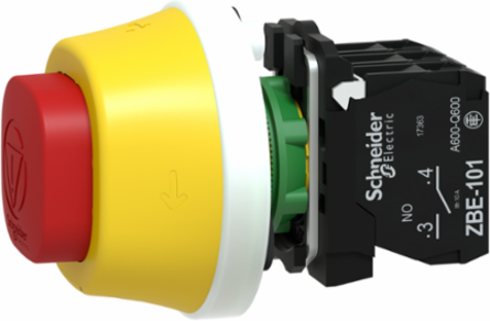 Antimicrobial Emergency Stop Button, 22mm, IP65, 24V AC/DC