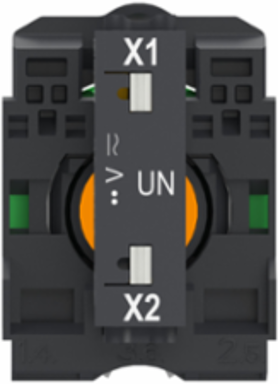Pilot light, Harmony XB5, grey plastic, orange, 22mm, universal LED, plain lens, 24V AC DC, compact push in terminals