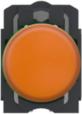 Pilot light, Harmony XB5, grey plastic, orange, 22mm, universal LED, plain lens, 24V AC DC, compact push in terminals