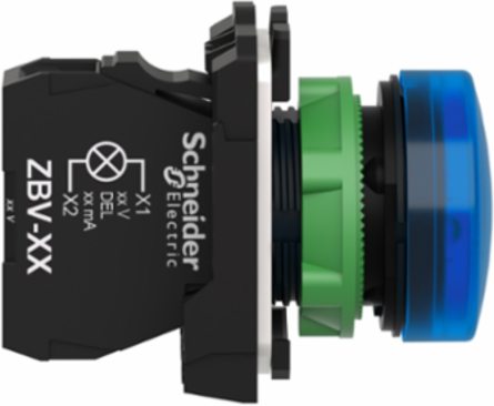 Blue LED Pilot Light 22mm, IP66/IP67, 24V AC/DC, Screw Clamp Terminals