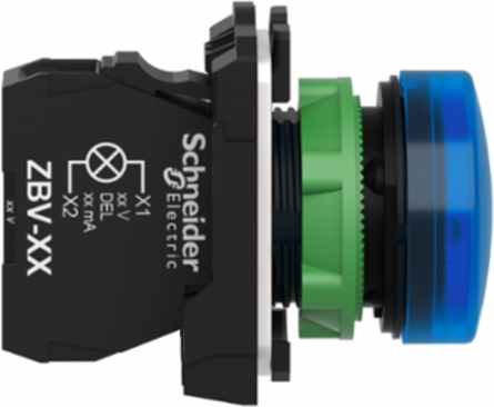 Blue LED Pilot Light 22mm, IP66/IP67, 24V AC/DC, Screw Clamp Terminals