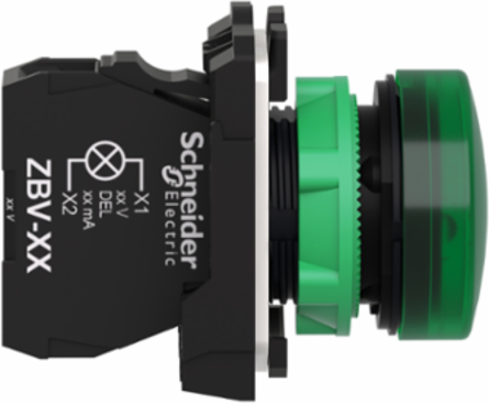Harmony XB5 22mm Green LED Pilot Light, 110...120V AC, IP66/IP67/IP69K
