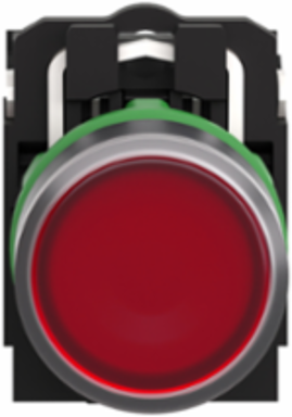 Illuminated Push Button 22mm Red, Universal LED, 1NO + 1NC, 24V AC/DC