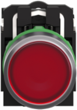 Illuminated Push Button 22mm Red, Universal LED, 1NO + 1NC, 24V AC/DC