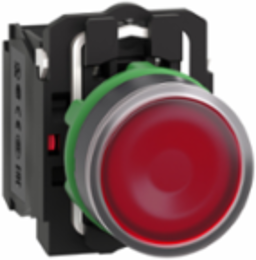 Illuminated Push Button 22mm Red, Universal LED, 1NO + 1NC, 24V AC/DC