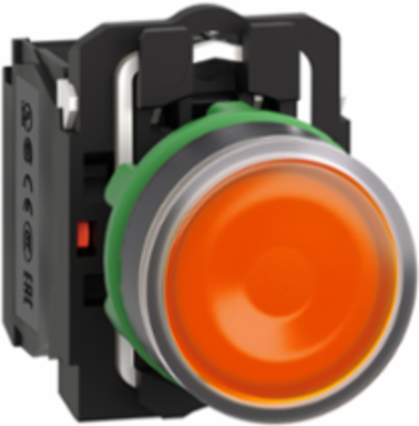 Harmony XB5 22mm Orange Illuminated Push Button, 1NO+1NC, 24V AC/DC