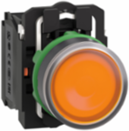Illuminated Push Button 22mm, Orange Flush, 1NO + 1NC, 230-240V AC