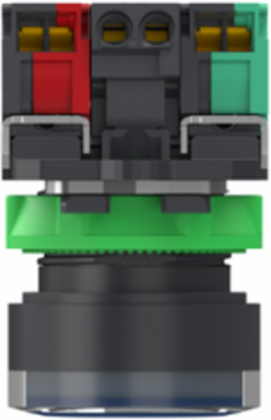 Illuminated push button, Harmony XB5, plastic, blue flush, 22mm, universal LED, plain lens, 1NO+1NC, 24V AC DC, push in