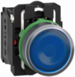 Illuminated Blue Push Button 22mm, 1NO + 1NC, 110-120V AC