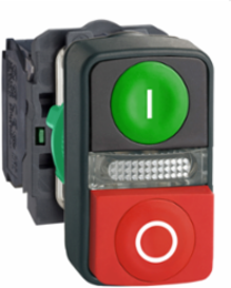 Harmony XB5 Illuminated Push Button, 22mm, 240V AC, 1 NO + 1 NC