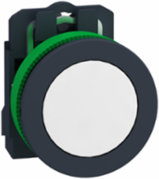 Push button flush mounted, Harmony XB5, plastic, white, 30mm, spring return, unmarked, 1NO