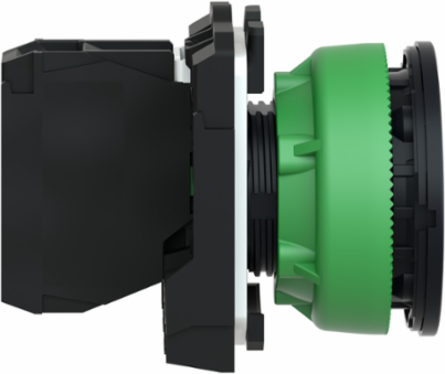 Push button flush mounted, Harmony XB5, plastic, black, 30mm, spring return, unmarked, 1NO