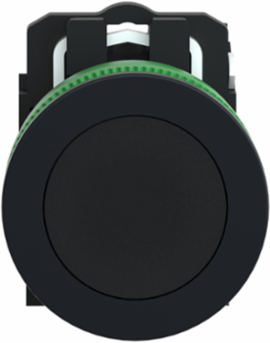 Push button flush mounted, Harmony XB5, plastic, black, 30mm, spring return, unmarked, 1NO