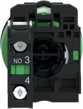 Push button flush mounted, Harmony XB5, plastic, black, 30mm, spring return, unmarked, 1NO