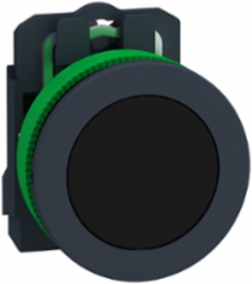 Push button flush mounted, Harmony XB5, plastic, black, 30mm, spring return, unmarked, 1NO