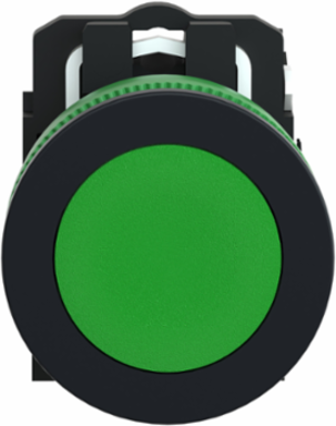 Push button flush mounted, Harmony XB5, plastic, green, 30mm, spring return, unmarked, 1NO