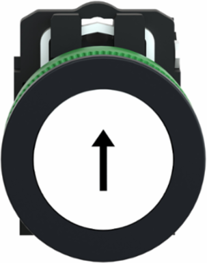 Push button flush mounted, Harmony XB5, plastic, white, 30mm, spring return, marked UP ARROW, 1NO