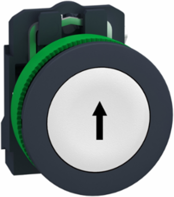 Push button flush mounted, Harmony XB5, plastic, white, 30mm, spring return, marked UP ARROW, 1NO