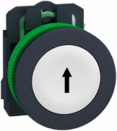 Push button flush mounted, Harmony XB5, plastic, white, 30mm, spring return, marked UP ARROW, 1NO