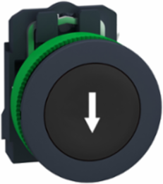 Push button flush mounted, Harmony XB5, plastic, black, 30mm, spring return, marked DOWN ARROW, 1NO