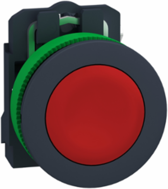 Push button flush mounted, Harmony XB5, plastic, red, 30mm, spring return, unmarked, 1NC