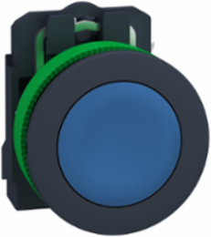 Push button flush mounted, Harmony XB5, plastic, blue, 30mm, spring return, unmarked, 1NO