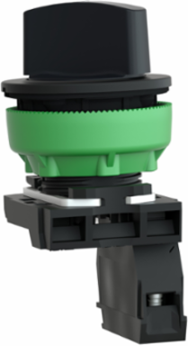 Selector switch flush mounted, Harmony XB5, plastic, black, 30mm, 2 positions, spring return right to left, 1 NO
