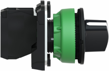 Selector switch flush mounted, Harmony XB5, plastic, black, 30mm, 2 positions, spring return right to left, 1 NO