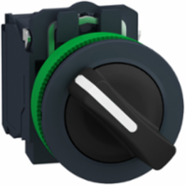 Selector switch flush mounted, Harmony XB5, plastic, black, 30mm, 2 positions, spring return right to left, 1 NO