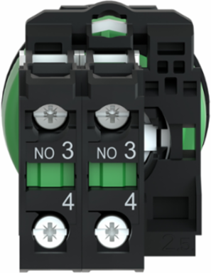 Selector switch, Harmony XB5, flush mounted, plastic, black, 30mm, 3 positions, spring return to center, 2NO