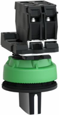 Selector switch, Harmony XB5, flush mounted, plastic, black, 30mm, 3 positions, spring return to center, 2NO