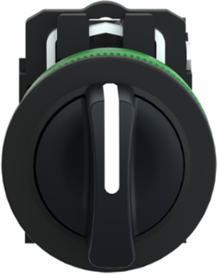 Selector switch, Harmony XB5, flush mounted, plastic, black, 30mm, 3 positions, spring return to center, 2NO