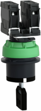 Key switch selector flush mounted, Harmony XB5, plastic, black, 30mm, key 455, 3 positions, stay put, 2 NO