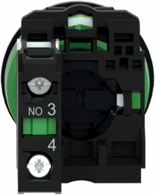 Key switch selector flush mounted, Harmony XB5, plastic, black, 30mm, key 455, 2 positions, spring return right to left, 1 NO
