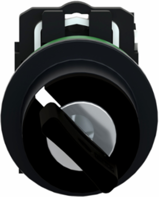 Key switch selector flush mounted, Harmony XB5, plastic, black, 30mm, key 455, 2 positions, spring return right to left, 1 NO