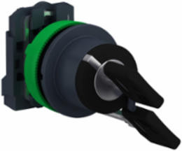 Key switch selector flush mounted, Harmony XB5, plastic, black, 30mm, key 455, 2 positions, spring return right to left, 1 NO